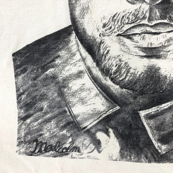 VTG 90s Malcolm X Big Face AOP Print Shirt Mens XL Hip Hop Black History Rap USA - Picture 4 of 13